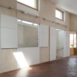 Shutters in the Long room at zero carbon house, Birmingham