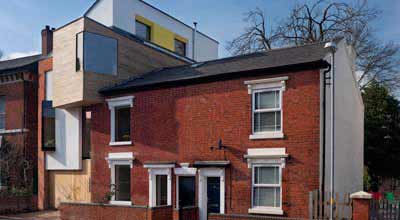 Front of the zero carbon house Birmingham showing the next door house too