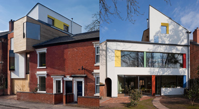 The front and the back of zero carbon house. Birmingham