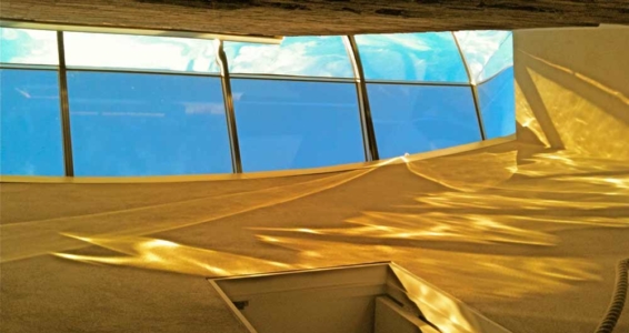 Looking up to the rooflight in zero carbon house Birmingham